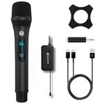 DIGIMORE Rechargeable Wireless Microphone| 6Hrs Battery | 200ft Range | Type-C Charging | LED Digital Display |2400MHz Cordless Mic for House Parties, Outdoor Party, Singing, Classroom (D-340 Pro)