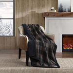 Eddie Bauer - Throw Blanket, Reversible Sherpa Flannel Bedding, Buffalo Plaid Home Decor for All Seasons (Brown/Black, 50" x 60")