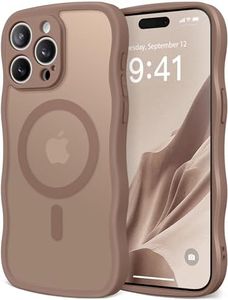 CAPRARO Cute for iPhone 15 Pro Max Case, Compatible with MagSafe, [Curly Wave Edge] [Full Camera Protection] [14 FT Drop Protection] Magnetic Phone Case for 15 Pro Max 6.7 Inch, Brown