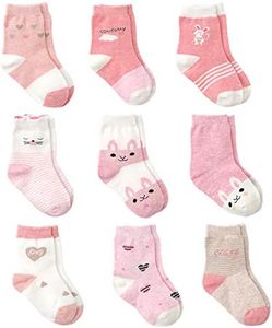 Cotton Coming Rose Coton Bébé Fille Chaussettes Naissance, 9 Paires Mignon Chaussettes pour bébés Filles (1-3ans,18-22EU)