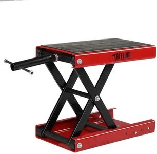 Bonnlo Motorcycle Scissor Lift Jack w/Safety Pin & Support Saddles, Height Adjustable Steel Center Hoist Crank Stand for Motorbike Repair Maintenance, 1100LBS Weight Capacity