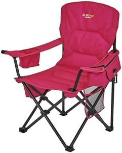 OZtrail Malibu Pink Arm Chair - Padded Seat and Back, Heavy Duty 22mm Steel Frame, Insulated Cooler, Drink Holders, Wine Glass Holder, Side Organisers, Bottle Opener, 220kg Rated