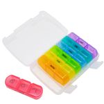 Ezy Dose Weekly (7-Day) Pill Organizer, Vitamin and Medicine Box, Large Pop-out Compartments, 3 Times a Day, Rainbow Colors