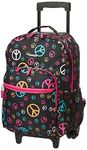 Rockland Double Handle Rolling Backpack, Peace, 17-inch, Double Handle Rolling Backpack, One Size