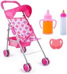 BABESIDE 4 Pcs Baby Doll Stroller Set,Reborn Baby Doll Accessories with Magic Bottles and Pacifier for 12-20 Inch Baby Dolls, Pretend Doll Play Set Kids Gift