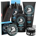 Bossman Complete Beard Kit - Men's Beard Oil Jelly, Fortify Shower Conditioner, Balm, Mustache Wax and Comb - Beard Softener, Growth, Care and Grooming Products Kit (Magic)