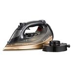 Tower Ceraglide T22019GLD 2 in 1 Cord or Cordless Steam Iron with Ceramic Soleplate, Anti - Drip, Anti - Calc, 2800W, Black and Gold