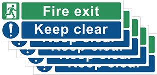 Pack of 5 self adhesive vinyl Fire exit keep clear signs