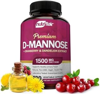 NutriFlair D Mannose 1200mg, 120 Capsules - with Cranberry and Dandelion Extract - Natural Urinary Tract Infection, UTI Support - Best DMannose Powder - Flush Impurities, Detox Body, for Women and Men