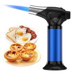 Kitchen Blow Torch with Safety Lock, Ankway Refillable Kitchen Butane Blowtorch Lighter, Adjustable Flame Culinary Torch for Creme Brulee Cooking Baking BBQ Grill DIY, Windproof, Blue