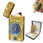 BABOBIU Electric Lighter Arc Lighter Windproof Flameless Plasma Lighter Camping Lighter with Portable Flashlight for Camping, Hiking, Adventure (Gold)