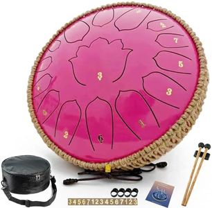 BETESINE 13-Inch 15-Note Steel Tongue Drum in C Major – Steel Drum for Meditation, Relaxation & Music Practice – Includes Mallets, Music Book & Carry Bag (Rose Pink)