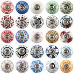 GZFTMKOBNS 20 pcs Mixed Vintage Ceramic Cabinet knobs Cupboard Drawer Pull Handles (Round)