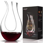 YOXSUNY U Shape Wine Decanter, 1.2L Hand Blown Lead-Free Crystal Glass Wine Aerator, Modern U Design Wine Carafe for Red Wine, Perfect Wine Gift for Home Bar & Wine Lovers