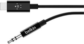 Belkin F7U079bt06-BLK Belkin Rockstar 3.5mm Audio Cable with USB-C Connector (USB-C to 3.5mm Audio Cable, USB-C to Aux Cable), 6ft/1.8m, Black