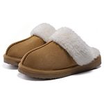 Beslip Women's Fuzzy Memory Foam Slippers Fluffy Ladies Winter House Shoes Indoor and Outdoor Chestnut 6-6.5