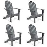 Giantex Adirondack Chair Set of 4 Acacia Wood Outdoor Chairs with 350 lbs Weight Capacity Lounge Chair Armchair for Yard, Patio, Garden, Poolside, Balcony, Deck Fire Pit Chairs, Gray