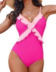 AI'MAGE One Piece Swimsuit for Women Tummy Control Ruffle Bathing Suit V Neck Push Up Swimwear