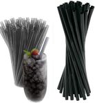 Jiheng 500 Hard Reusable Plastic Straws,21cm (4mm Diameter) Black,Perfect for Cocktails, Drinking Straws, Reusable Straw Strips for Cocktails Milk, Juice, Tea