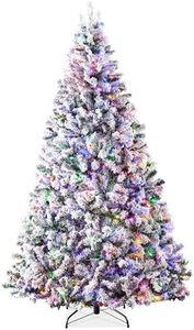 Best Choice Products Pre-Lit Artificial Christmas Tree 12ft Snow Flocked Pine Tree, 2-in-1 White and Multicolor LED Lights, Full Snowy Appearance