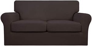 Easy-Going 3 Pieces Couch Covers for 2 Cushion Couch Stretch Loveseat Slipcover Proof Fitted Furniture Protector Spandex Sofa Loveseat Cover Washable Furniture Protector for Pets (Medium, Chocolate)
