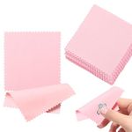 50Pcs Pink Jewelry Cleaning Cloth Double Sided Soft Jewellery Polishing Cloth Reusable Silver Cloth for Gold Silver Diamond Pearl Silverware Watches Pearl Gold Platinum Jewelry（8 * 8cm）