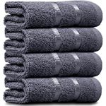 Towelogy® Luxury Egyptian Cotton Face Cloth Flannel Fingertip Towels Set 500 GSM Supersoft and Highly Absorbent Washcloths 30x30 cm (Pack 4, Charcoal Grey)