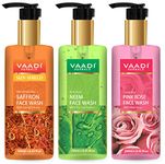 Vaadi Herbals Pvt Ltd Skin Whitening Saffron, Neem & Glow Pink Rose Face Wash, 250 Ml (Pack Of 3)