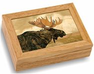 MarqArt Moose Wood Art Gift Trinket Box & Jewelry Boxes - Handmade USA - Unmatched Quality - Unique, No Two are the Same - Original Work of Wood Art (#4122 Moose Head 4x5x1.5)