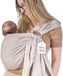 Baby Sling and Ring Sling 100% Cotton Muslin, Ring Sling Baby Carrier Front and Chest Newborn Carrier Baby Carrier Wrap, Toddler Carrier (Sand)
