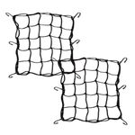 KAFLLA Motorcycle Cargo Bungee Net 15.7" x 15.7" Stretches to 31.4" x 31.4" 2 Pack with 12 Adjustable Hooks, Small Cargo Net for Motorcycle, Bike, ATV, UTV,Helmet