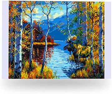 Ledgebay DIY Paint by Numbers Kit for Adults Unframed Canvas: Beginner to Advanced Paint by Numbers Kit Kits Include Acrylic Paint set 4 Brushes & Tabletop Easel -(Northwoods Retreat 16"x20" Unframed)