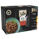 Sheba Select Slices in Gravy 48 Pouches, Adult Wet Cat Food, Succulent Selection, Pack of 4 (12 x 85 g)