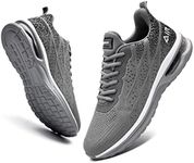 JARLIF Men's Lightweight Athletic Running Shoes Breathable Sport Air Fitness Gym Jogging Sneakers (Size 6.5-12.5), Grey, 9.5