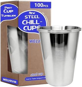 20oz 100PCS Stainless Steel Pint Cup,Pint Tumbler,Reusable metal Cups,Stainless Steel Water Tumbler,BPA Free,Stackble,Durable,Unbreakable Metal Drinking Glasses for Bar,Banquet Mugs (100, 20OZ)
