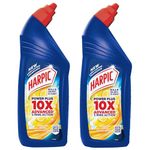 Harpic Disinfectant Toilet Cleaner Liquid, Lemon - 1 Litre (Pack of 2) | Suitable for Toilet Bowls