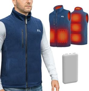 carwee Beheizbare Weste, Heizweste Herren mit Powerbank, USB Beheizte Jacke Fleece Wärmeweste mit akku, Heizjacke Damen, Blau, M