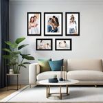 Amazon Brand - Solimo Wall Photo Frames Set of 5 | Plexi Glass | Frame for Home and Office Decoration | Mixed Sizes (Black)