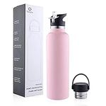 Sivaphe Water Bottle Insulated Bottle Drink Flasks Leak-Proof for Sports Outdoor Stainless Steel, Double Walled Vacuum with Lids and Straw 750ml Pink Gift