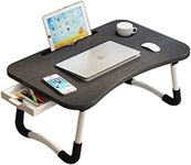 Lap Desk with Storage Drawer, Cup and Phone Holder, Laptop Bed Tray Table, 23.6" Foldable Laptop Desk, Laptop Stand for Working, Writing, Gaming and Drawing