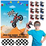 ASTARON Pin The Tail Games on The Motocross Party Game with 30 Driver for Dirt Bike Theme Party Supplies Pin Game, Party Gifts Favors Decorations