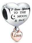 YOUFENG Jewellery S925 Sterling Silver Love Heart Charms Fit for Pandora Charms Bracelet I Love You to The Moon and Back Bead Charm Gifts for Woman