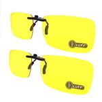 LUFF 2-Pair Polarized Night Vision Clip on Myopia Glasses for Safety Driving/Fishing Eyewear Men/Women(Yellow-Yellow)