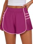 Caracilia Womens Workout Shorts Flowy Pleated Athletic Running Skort Trendy Summer Clothes Dark Hot Pink X-Large