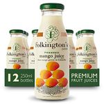 Folkington's Fruit Juice, Mango Juice, 12 Glass Bottles, Pure Juice, Multipack 12 x 250 ml