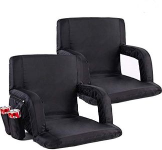 Stadium Seats for Bleachers with Back Support,Reclining Stadium Seats Chair with Padded Cushion Chair Back and Armrest Support (Black, 2-Pack)