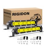 RIGIDON 2PCS 30W Amber LED Light Bar 7Inch Slim Flood Light Bar Single Row Waterproof LED Work Light Driving Boat Road Lights for ATV UTV Truck