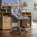 Vida Designs Geo Office Computer Chair, Grey, Gaming Secretary Adjustable Swivel Legs Lift Chrome PU Faux-Leather
