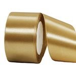 50mm Wide Champagne Gold Ribbon for Gift Wrapping,22M 2Inch Ribbon Gold Double Sided Satin Ribbon Solid Fabric Large Thick Ribbon Decorative Ribbon for Crafting,Hair Bows,Xmas,Wedding Car,Presents