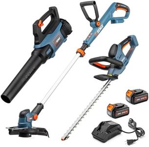 SENIX X2 20 Volt Max* 3-Piece Cordless Power Tool Combo Kit with Battery Powered 10" String Trimmer, Variable Speed Leaf Blower, 18" Hedge Trimmer, Includes 2 Batteries & Battery Charger (S2K3B2-01)